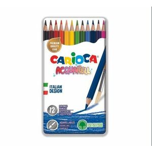Creioane colorate CARIOCA Acquarell, hexagonale, cutie metalica, 12 culori/cutie imagine