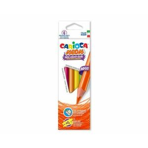 Creioane colorate CARIOCA Maxi Neon, triunghiulare, super fluorescente, 6 culori/cutie imagine