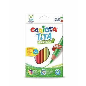 Creioane colorate CARIOCA Tita Maxi, hexagonale, flexibile, 12 culori/cutie imagine