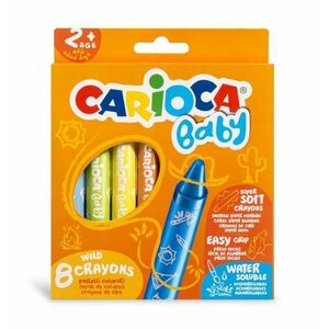 Creioane cerate CARIOCA Baby Wild Crayons 2+, rotunde, solubile in apa, 8 culori/cutie imagine