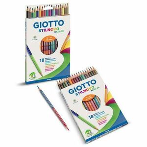 Creioane colorate GIOTTO Stilnovo Bicolor, cutie carton, 12 culori/cutie imagine