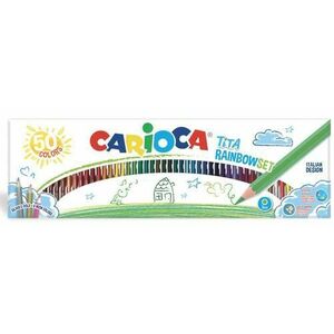 Creioane colorate CARIOCA Tita Rainbow Set, hexagonale, flexibile, 50 culori/cutie imagine