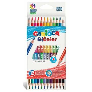 Creioane colorate CARIOCA BiColor, triunghiulare, bicolore, 12 culori/cutie imagine