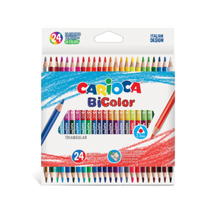 Creioane colorate CARIOCA BiColor, triunghiulare, bicolore, 24 culori/cutie imagine