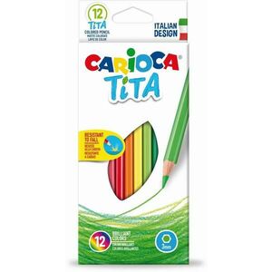Creioane colorate CARIOCA Tita, hexagonale, flexibile, 12 culori/cutie imagine