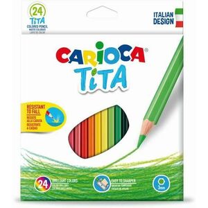Creioane colorate CARIOCA Tita, hexagonale, flexibile, 24 culori/cutie imagine