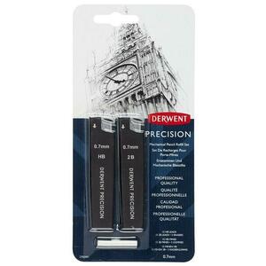 Rezerva mine si radiere DERWENT Professional, pentru creion mecanic, HB/2B 0.7 mm, 30 buc/set, Negru imagine