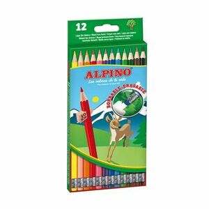 Creioane colorate cu guma ALPINO Erasable, cutie carton, 12 culori/set imagine