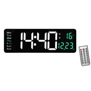 Ceas Digital de Perete RD AL6626 afisaj VERDE Functie de Termometru Calendar Temporizator Alarma Dubla imagine