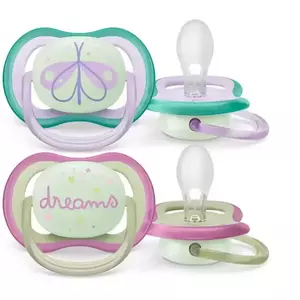 Set 2 suzete Philips-Avent SCF376/19, ultra air NightTime 0-6 luni, Ortodontice, fara BPA, Fosforescent, Dreams/Fluturas imagine