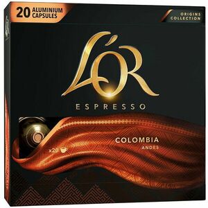 Capsule cafea L'OR Espresso Columbia, intensitate 8, 20 bauturi x 40 ml, compatibile cu sistemul Nespresso®, 20 capsule aluminiu imagine