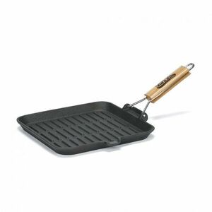 Tigaie grill fonta, maner lemn, 23x2cm imagine