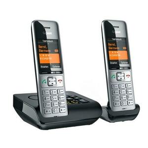 Telefon DECT fara fir Gigaset COMFORT 500A Duo, SMS, Hands Free (Argintiu/Negru) imagine