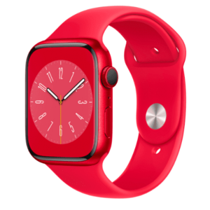 Smartwatch Apple Watch S8, ecran LTPO OLED, Bluetooth, Wi-Fi, GPS, Bratara Silicon 45mm, Carcasa aluminiu, Rezistent la apa 5ATM (Rosu) imagine