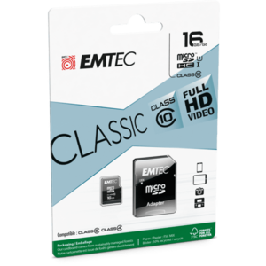 Card de memorie Emtec Classic, 16GB, MicroSDHC, Clasa 10, Adaptor SD inclus imagine