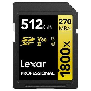 Card de memorie Lexar Professional 1800x, 512GB, SDXC, UHS-II U3 imagine