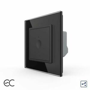 Intrerupator Simplu Cap Scara / Cruce cu Touch LIVOLO cu Rama din Sticla - Protocol Zigbee EC (Negru) imagine