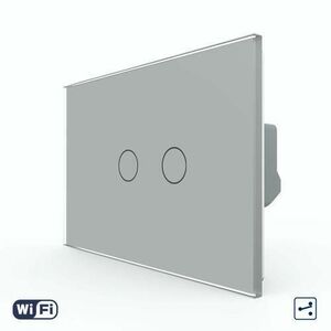 Intrerupator Dublu Cap Scara / Cruce Wi-Fi cu Touch LIVOLO, standard italian – Serie Noua (Gri) imagine