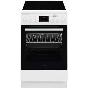 Aragaz AEG CCB56481BW, Vitroceramica, 4 zone de gatit, Cuptor electric multifunctional, SteamBake, AirFry, Grill, Clasa A, 50 cm, Alb imagine