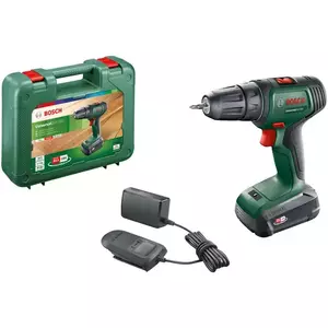 Masina de gaurit si insurubat (bormasina) pe acumulator Bosch UniversalDrill 06039D4001, 18 V, 1.5 Ah, 1450 RPM, 23/32 Nm, 30 mm diametru maxim gaurire, acumulator, incarcator, cap surubelnita dublu, valiza profesionala imagine