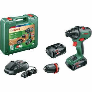 Masina de gaurit si insurubat (bormasina) pe acumulator Bosch Advanced Drill 18, 18 V, 2.5 Ah, 2 trepte de putere, 1350 RPM, 2 acumulatori, incarcator, cap surubelnita, valiza profesionala imagine