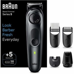 Aparat de tuns barba Braun Beard Trimmer BT5420, Wet&Dry, buton rotativ de precizie, 40 de setari pentru lungime, 1 mini-aparat de ras, 3 piepteni, autonomie 100 minute, Negru imagine