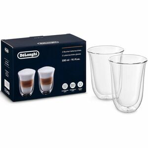 Set 2 pahare latte De'Longhi DLSC312, 2x330 ml, Sticla termorezistenta, Transparente, Perete dublu imagine