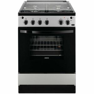 Aragaz Zanussi ZCG612K1SA, Gaz, 4 arzatoare, Grill, Autocuratare catalitica, Aprindere electrica, 59 l, 60 cm, Argintiu imagine