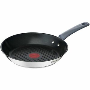 Tigaie grill Tefal Daily Cook, 26 cm, invelis antiaderent din titan, maner nituit, indicator Thermo-Signal, negru/argintiu imagine