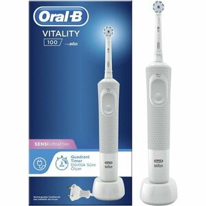 Periuta de dinti electrica Oral-B Vitality D100 Sensi Ultra Thin, 7600 Oscilatii/min, Curatare 2D, 1 program, 1 capat, Alb imagine