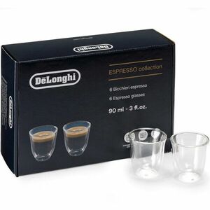 Set 6 pahare espresso De'Longhi Essential Collection, 6x90ml, Sticla termorezistenta, Transparente, Perete dublu imagine