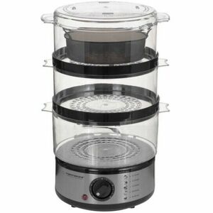 Aparat de gatit cu aburi EKG009 Volcano, Timer, 400W, 7.5 L, 3 nivele, Inox/Negru imagine