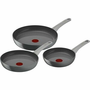 Set de 3 tigai Tefal Renew On, 20/24/28 cm, 100% aluminiu reciclat, indicator Thermo-Signal, compatibil cu inductia, invelis ceramic, gri imagine