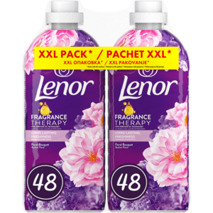 Pachet Balsam de rufe Lenor Fragrance Therapy Floral Bouquet, 2 x 48 spalari, 2 x 1.2 l imagine