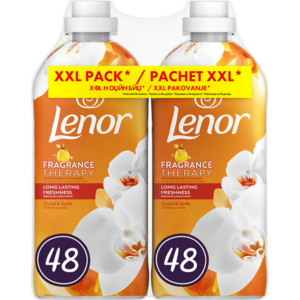 Pachet promo: Balsam de rufe Lenor Fragrance Therapy Orchid & Vanilla, 2 x 48 spalari, 2 x 1.2 L imagine