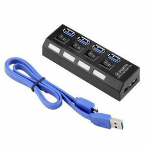 USB Hub Techstar® HB4, 3.0 High Speed, 4 Port USB 3.0, Buton On/Off, Conexiune USB 3.0 de mare viteza, USB imagine