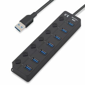 USB Hub Techstar® HB7, 3.0 High Speed, 7 Port USB 3.0, Buton On/Off, Conexiune USB 3.0 de mare viteza imagine