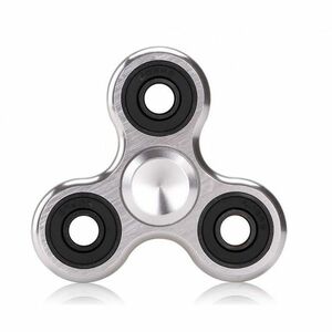 Fidget Spinner Metalic din Aluminiu Gri cu role albastre si rosii imagine