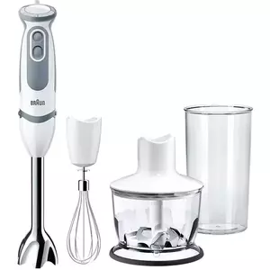 Mixer vertical Braun MQ5235WH, 1000 W, Pahar gradat 0.6 l, Tocator 0.5l, Tel, 21 trepte viteza, Alb/Gri imagine