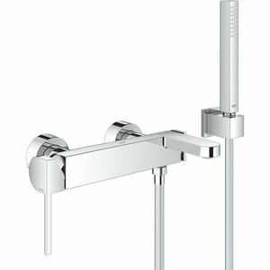 Set de dus Grohe Plus 33547003, 1/2'', monocomanda, cartus ceramic, para dus Stick, suport de perete, furtun SilverFlex 1.5 m, elemente fixare ascunse, limitator, crom imagine