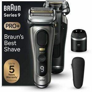 Aparat de ras electric Braun Series 9 PRO+ 9565cc, ProLift Trimmer, SensoFlex, AutoSense, Sonic Technology, 40.000 de actiuni de taiere, 5 elemente de taiere, Statie Smart Care 6-in-1, Trusa de voiaj, Grafit imagine