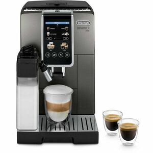 Espressor automat De’Longhi Dinamica Plus ECAM 380.95.TB, 2 carafe pentru lapte, tehnologie LatteCrema, 1.8 l, 1450 W, 15 bar, negru/gri inchis imagine