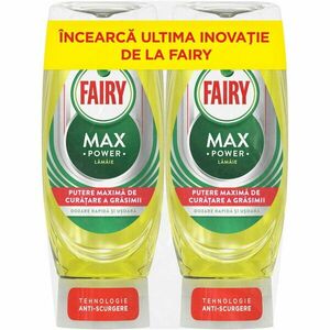 Pachet Detergent de vase Fairy MaxPower Lemon, 2x450 ml imagine