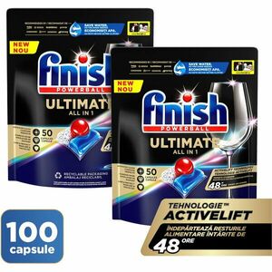 Detergent capsule pentru masina de spalat vase Finish Ultimate All in 1, 2x50 buc, 100 spalari imagine