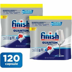 Detergent capsule pentru masina de spalat vase Finish Quantum All in 1, 2x60 buc, 120 spalari imagine