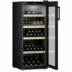 Vitrina pentru vinuri Liebherr WPbl 4601, 329 l, 166 sticle, Clasa F, Rafturi lemn, Control electronic, Touch Display, H 148, 4 cm, Negru imagine