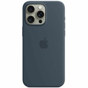 Husa de protectie Apple Silicone Case with MagSafe pentru iPhone 15 Pro Max, Storm Blue imagine