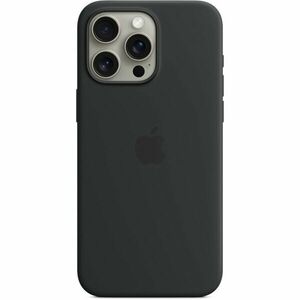 Husa de protectie Apple Silicone Case with MagSafe pentru iPhone 15 Pro Max, Black imagine