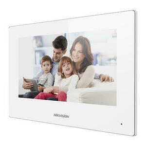 Monitor videointerfon WIFI modular 7 color Hikvision DS-KH6320-WTE1-W; culoare alba, ecran LCD 7 color cu touch screeen, rezolutie ecran 1024 x 600; design modern; Conectivitate: Retea wireless: Wi-Fi 802.11b/g/n; Network: 10/100Mbps self adaptive network imagine