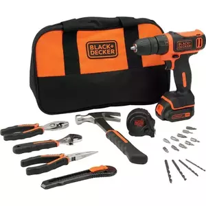 Masina de gaurit si insurubat (bormasina) Black & Decker BDCDD12HTSA-QW, 10.8 V, acumulator 1.5 Ah, incarcator 400 mA, geanta textila, 20 accesorii imagine